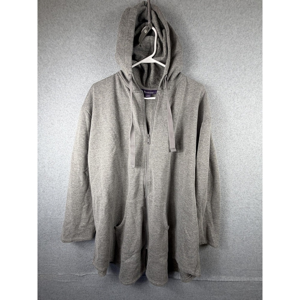 Roaman's Hoodie Womens 18/20 Gray Plus Full Zip Fleece Relaxed Pockets
